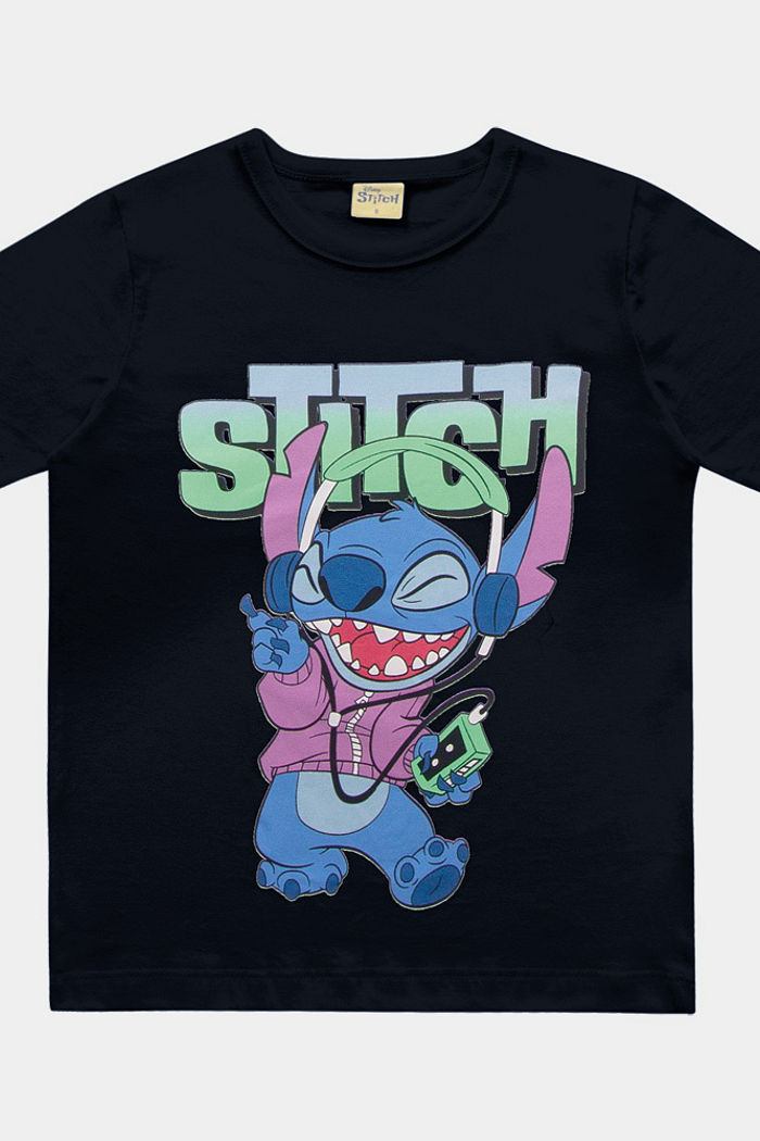 Camiseta manga curta infantil estampa Stitch