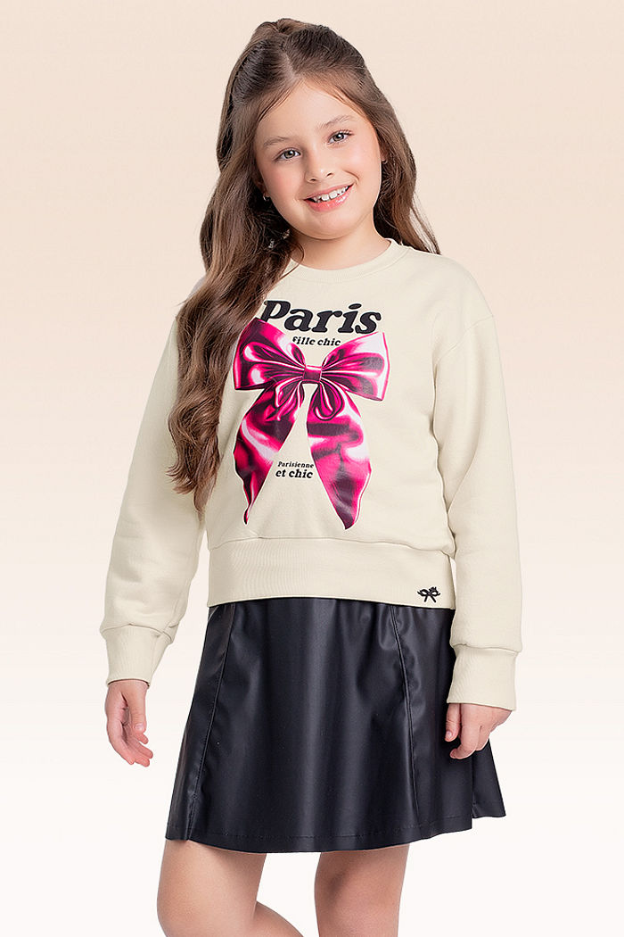 Blusão em moletom Paris laço