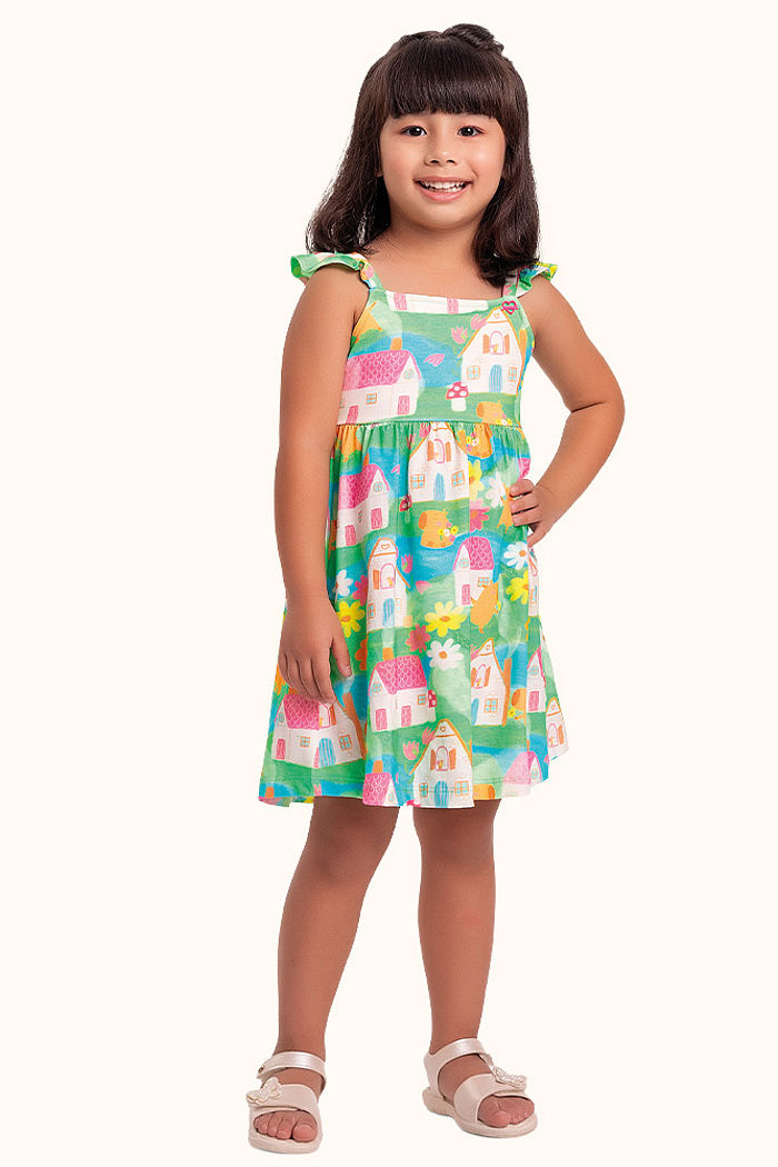 Vestido em meia malha casas