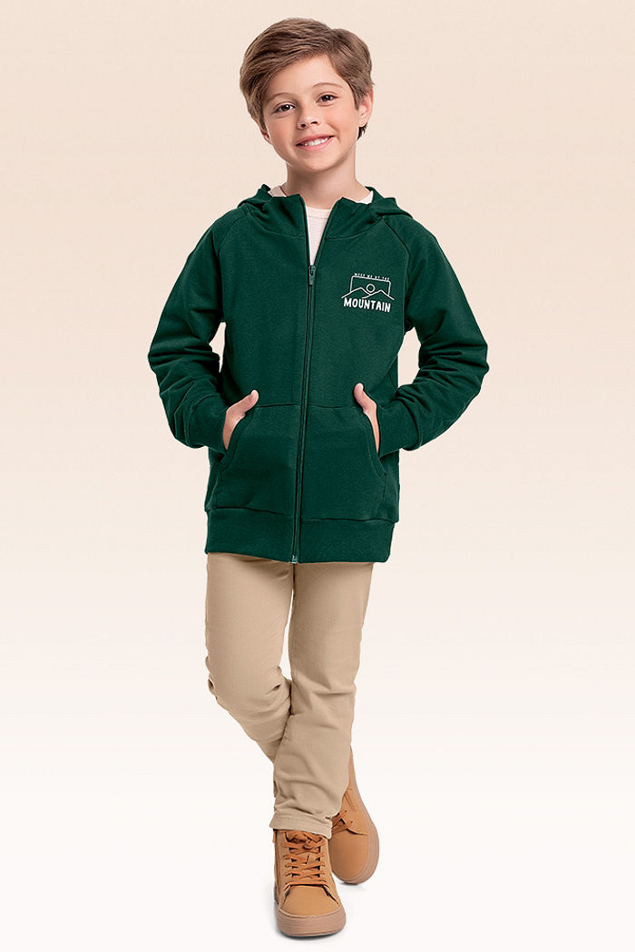 Jaqueta com capuz em moletom