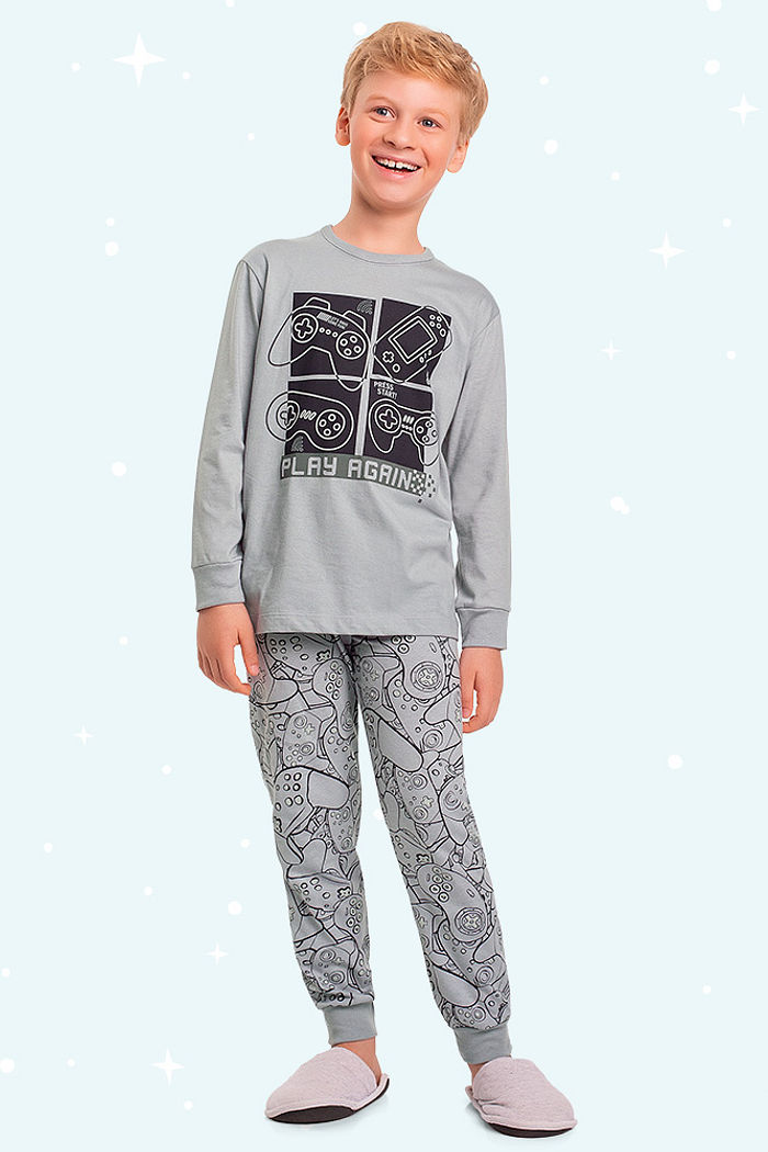 Conjunto pijama infantil camiseta manga longa e calça