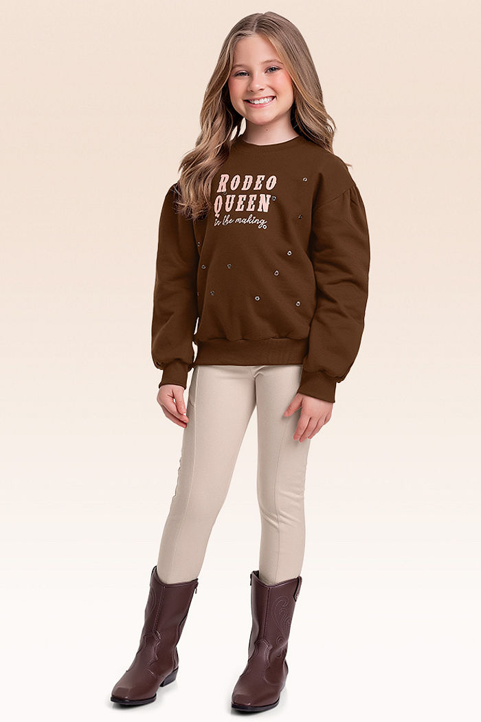 Conjunto blusão em moletom e legging em