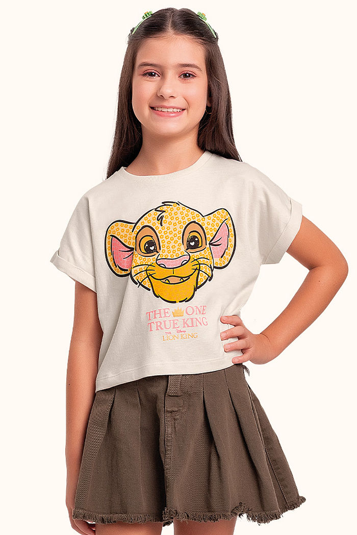 Blusa em meia malha rei leão com glitter