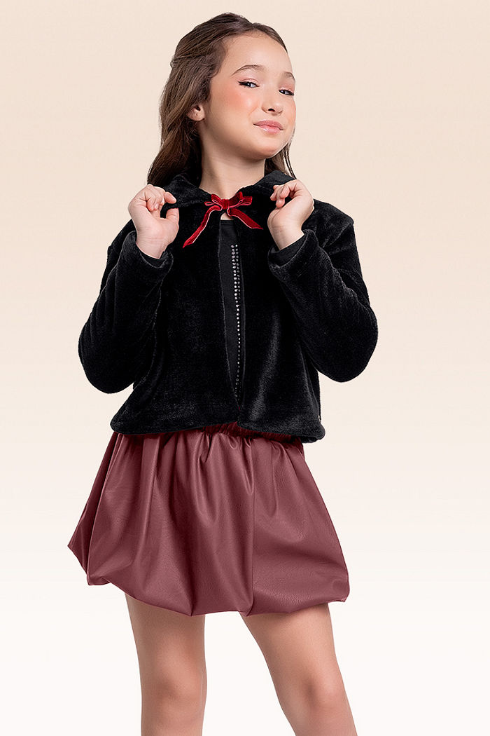 Casaco aberto com laço