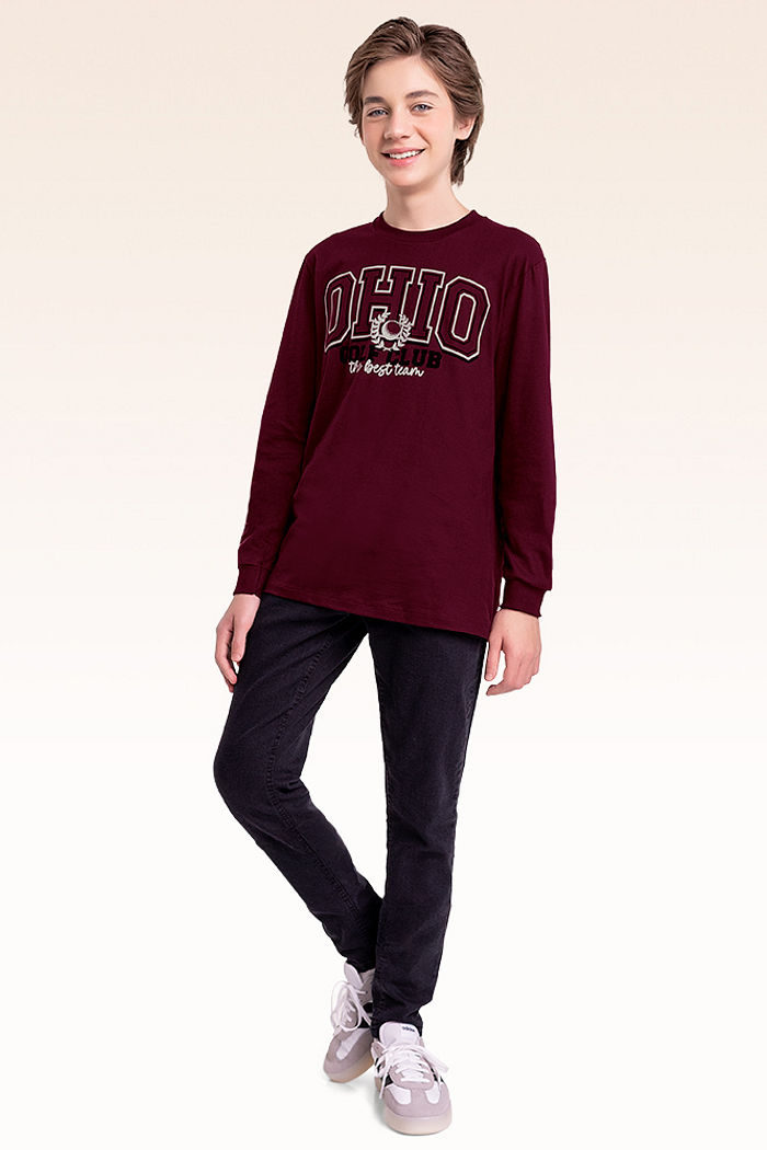 Camiseta manga longa em meia malha