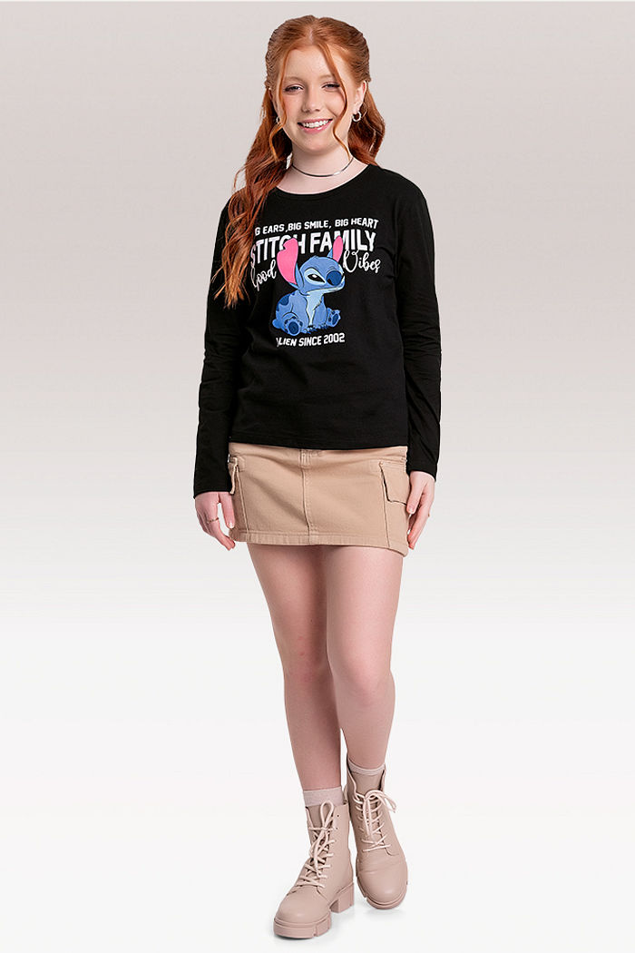 Blusa manga longa Lilo & Stitch