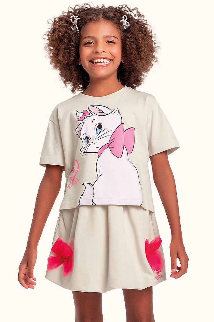 Conjunto blusa e short saia em meia malha marie