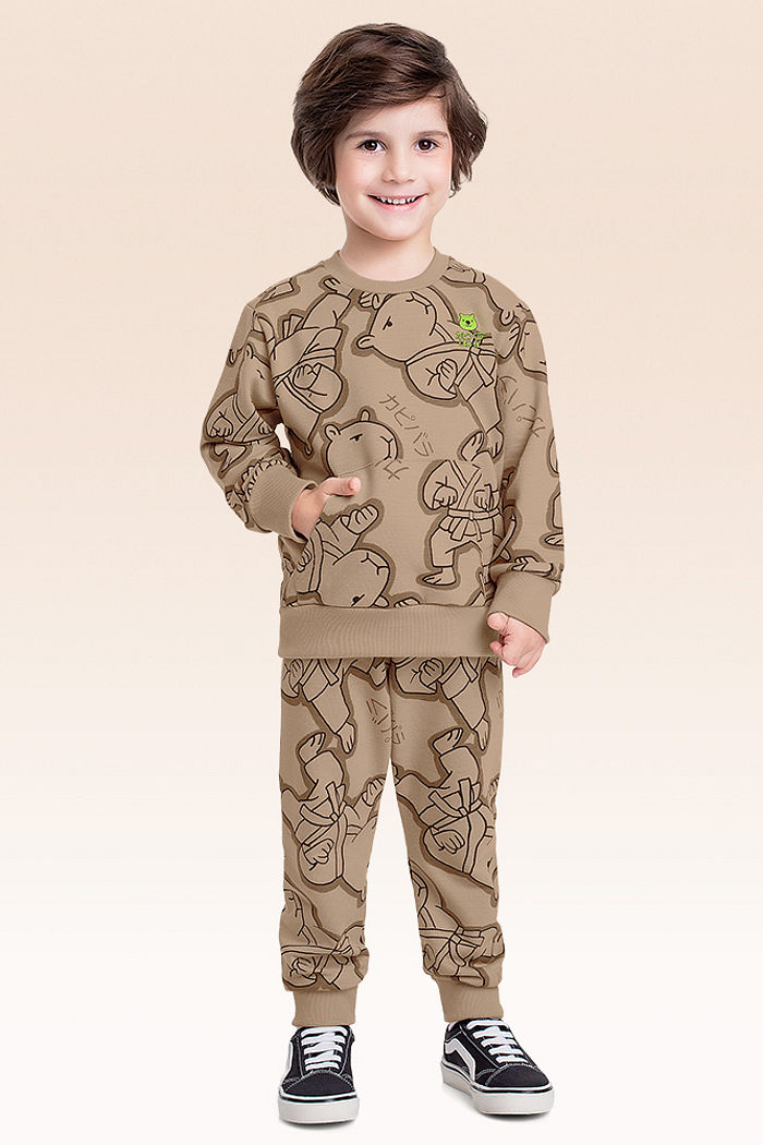 Conjunto blusão e calça em moletinho fla