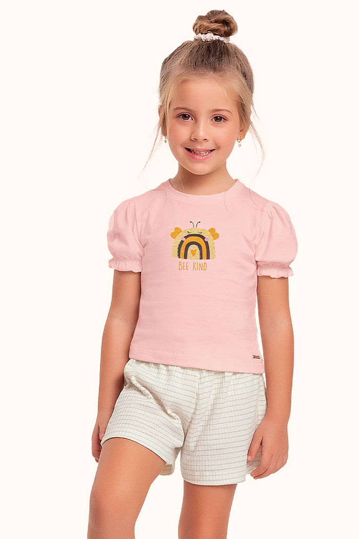 Conjunto blusa em meia malha e short em ribana lurex com lantejoula e glitter