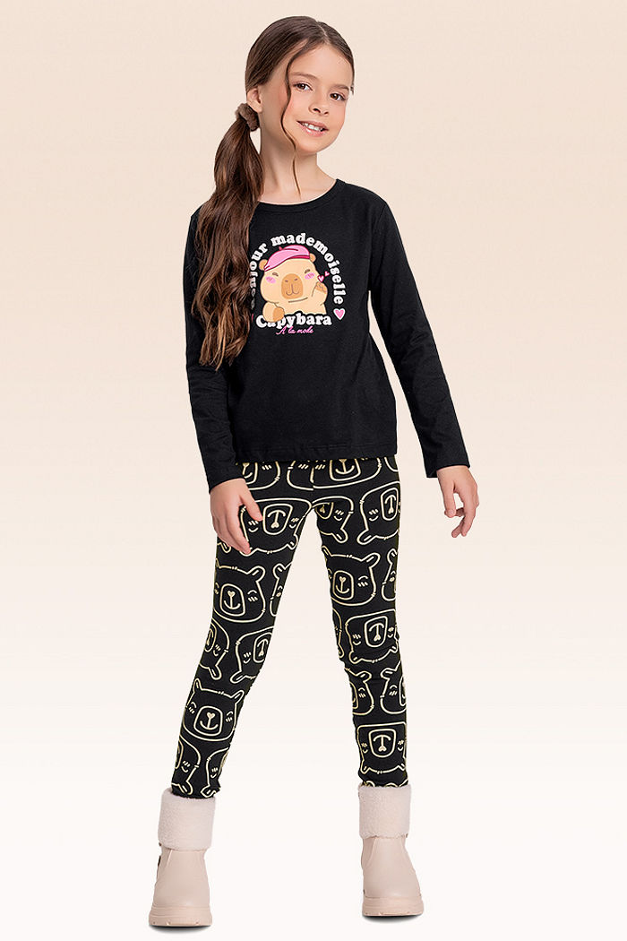 Conjunto blusa manga longa e legging