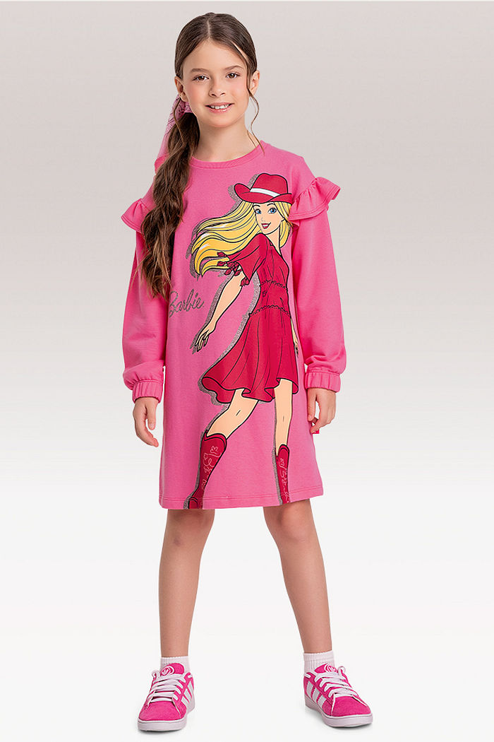 Vestido manga longa Barbie