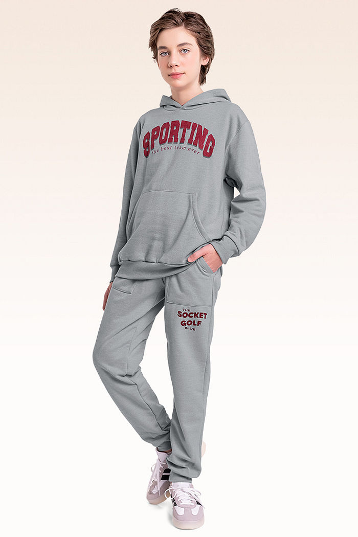 Blusão com capuz em moletom molinê