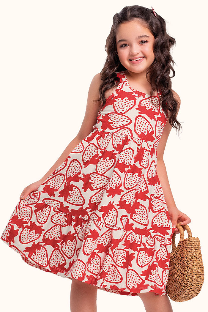 Vestido de alça morango