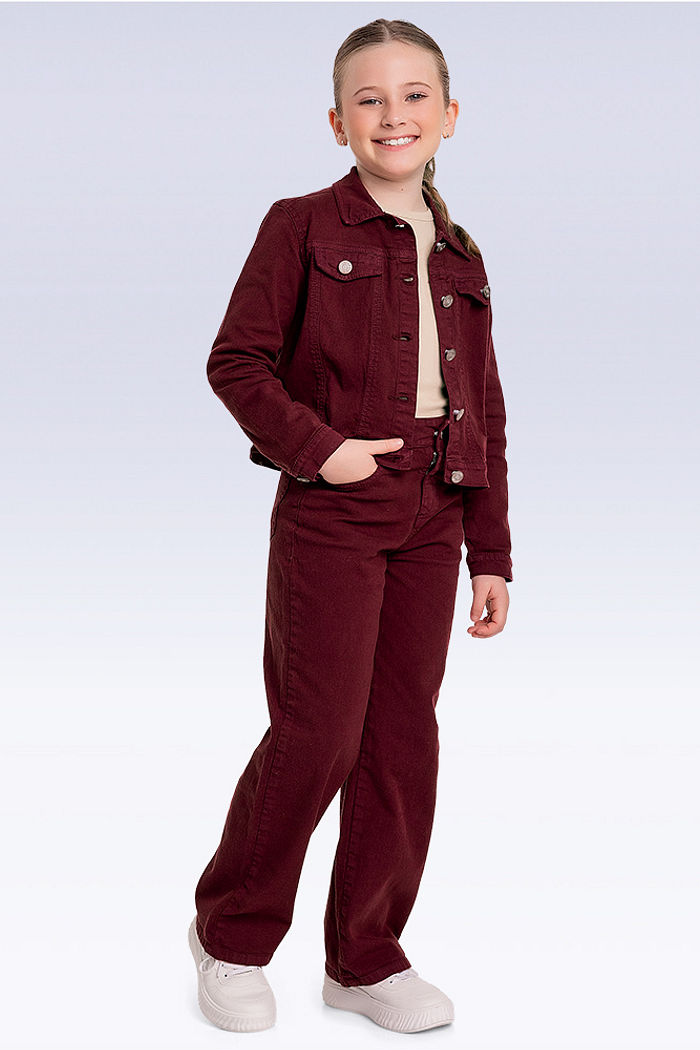 Calça wide leg em sarja