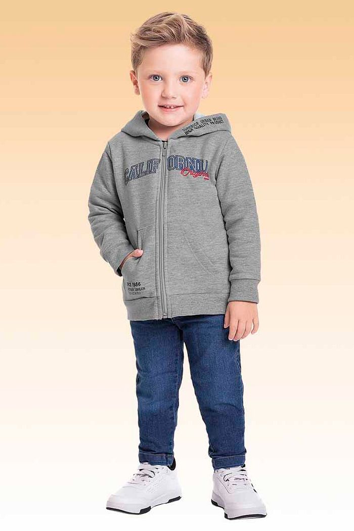 Jaqueta com capuz em moletom