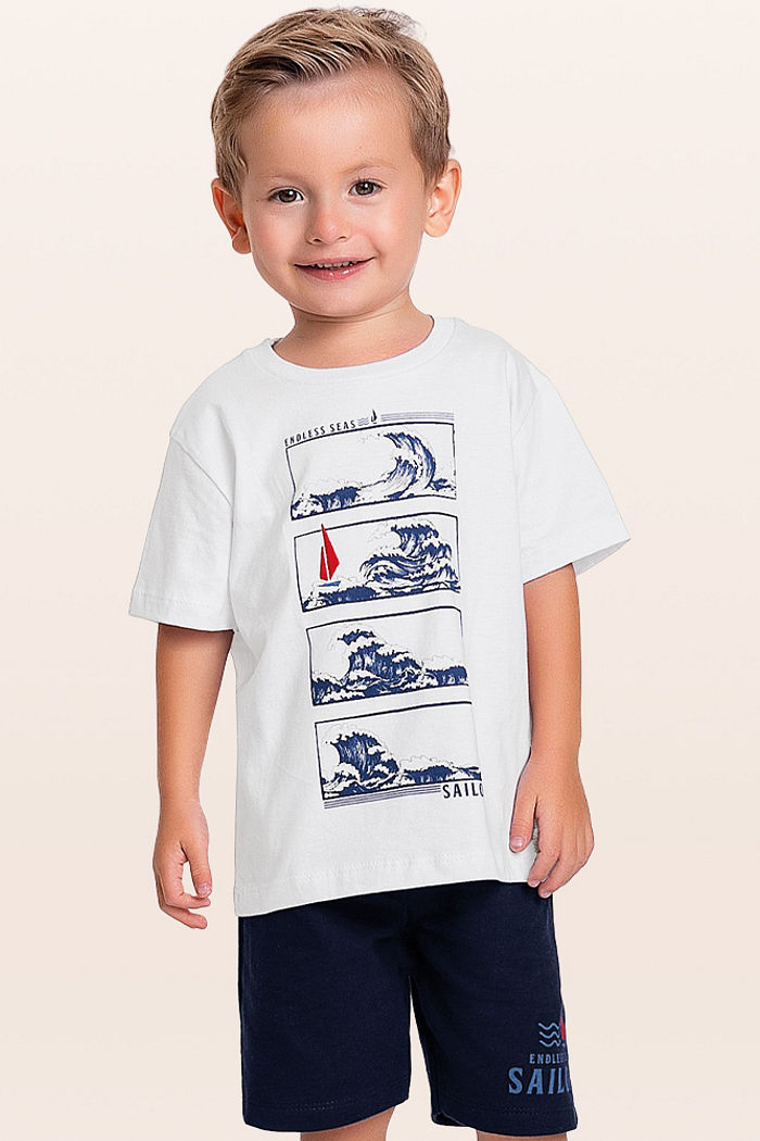 Conjunto camiseta e bermuda ondas