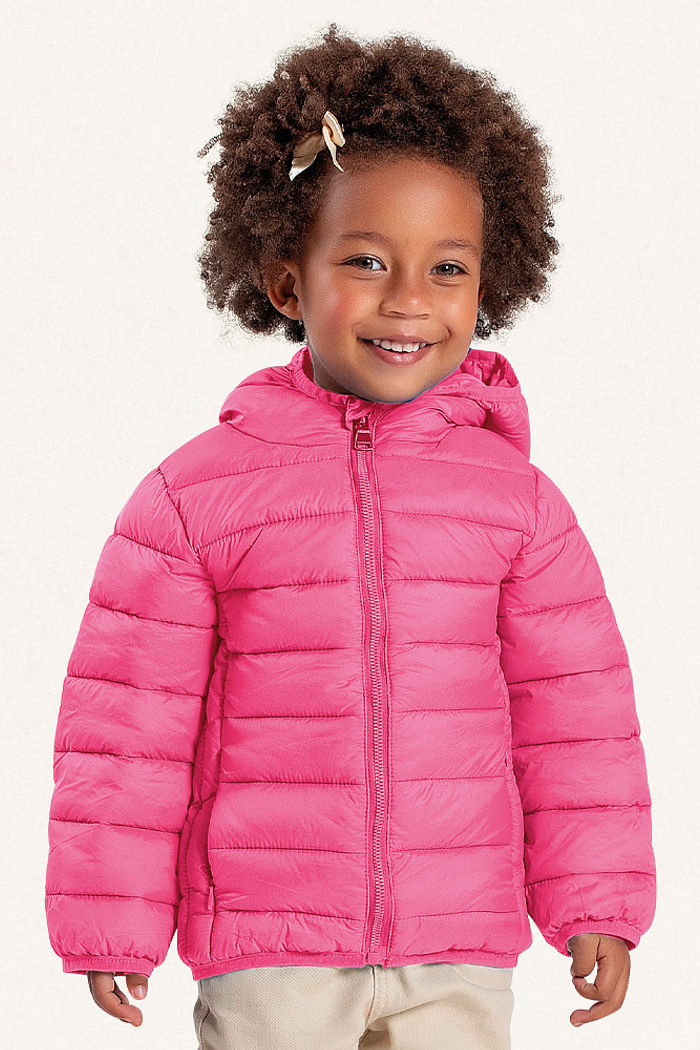 Jaqueta puffer com capuz com forro e com bolso