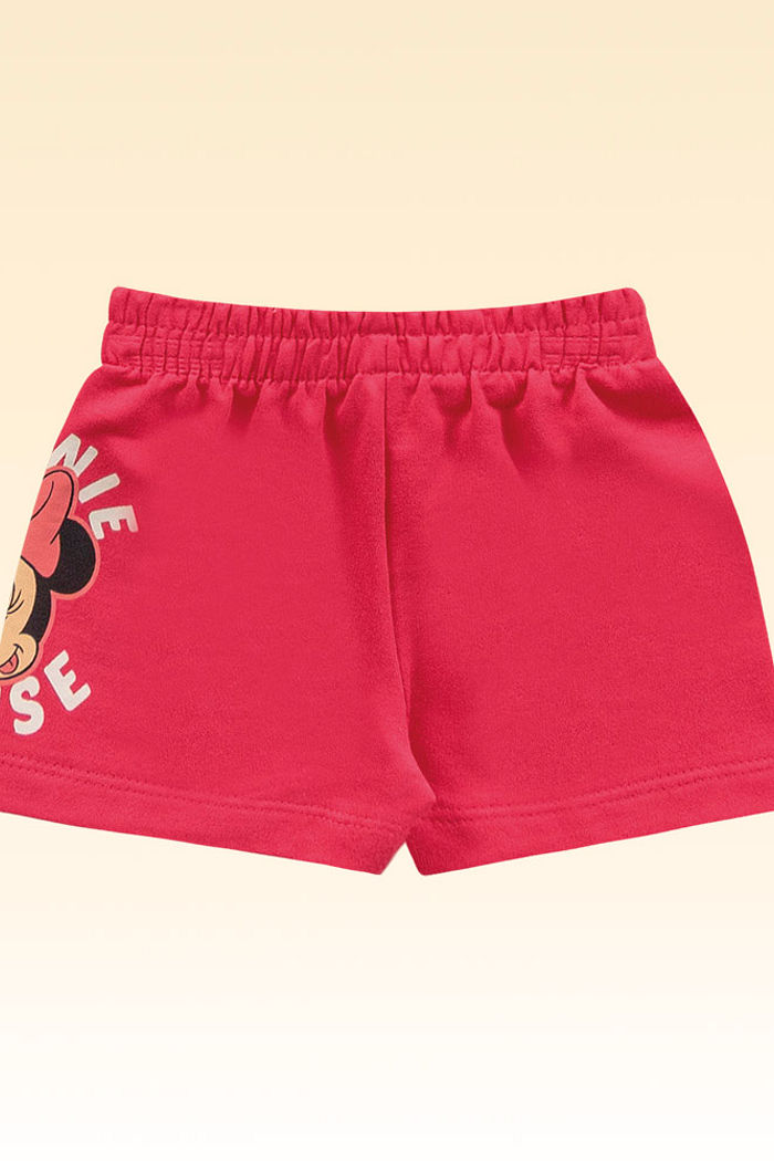 Conjunto blusa em cotton flamê e shorts minnie