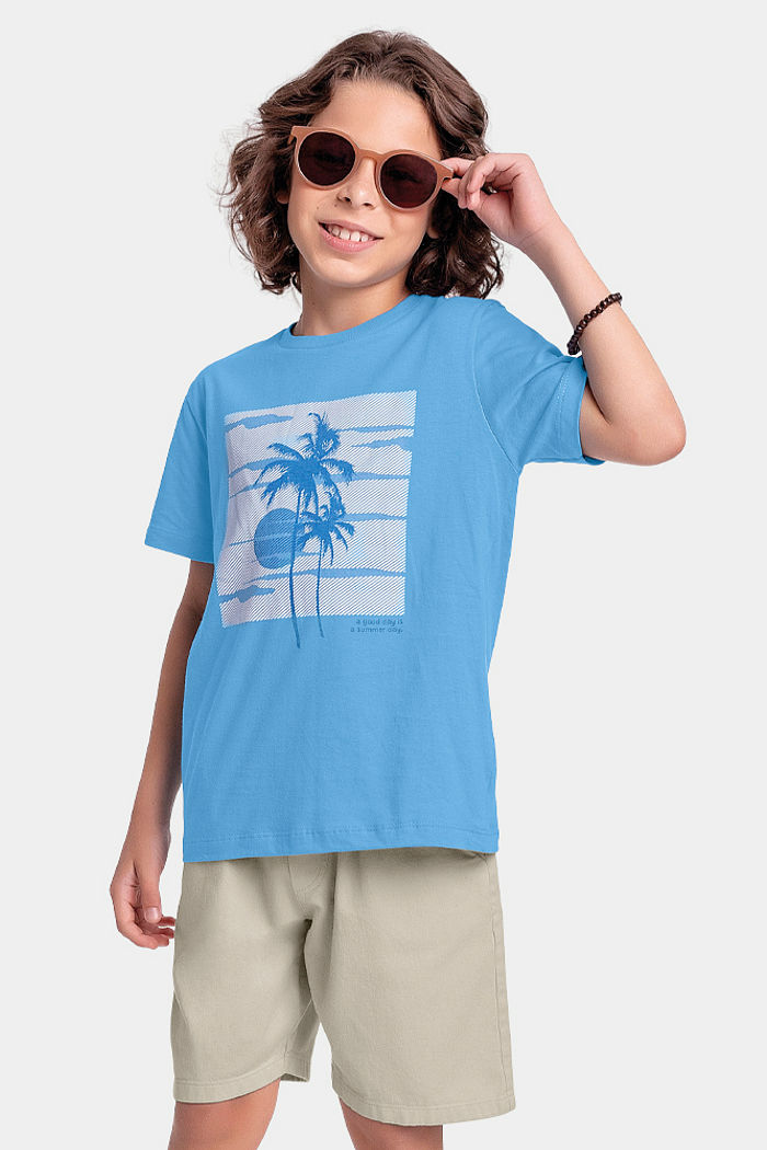 Conjunto camiseta surf e bermuda sarja yari com tingimento reativo e bolso