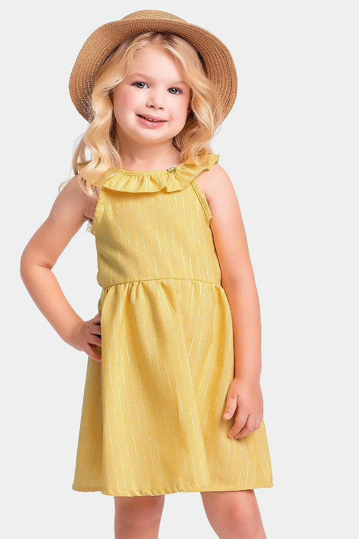 Vestido com listras em tecido ecotex flamê