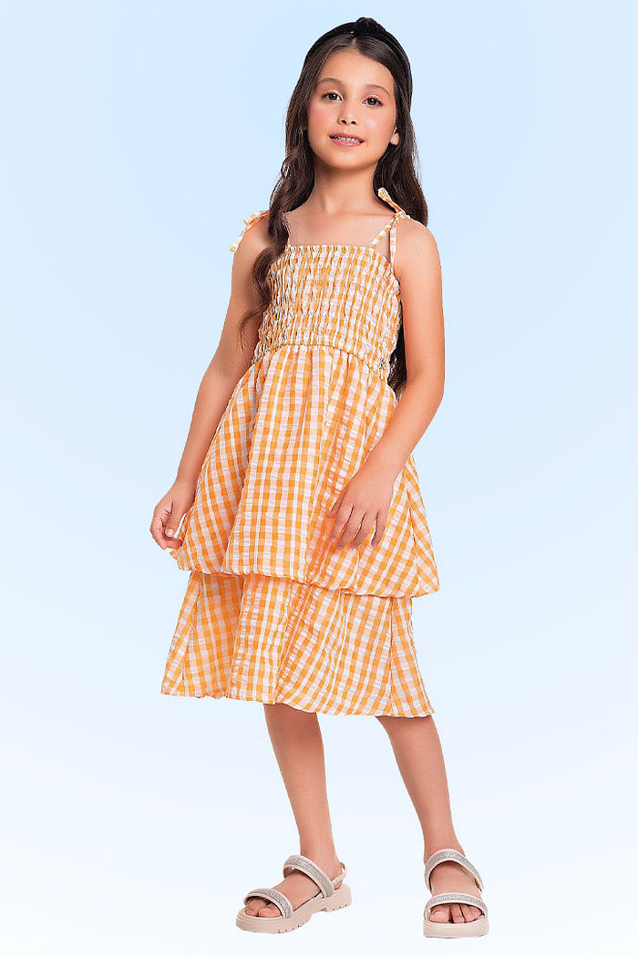 Vestido em tecido xadrez