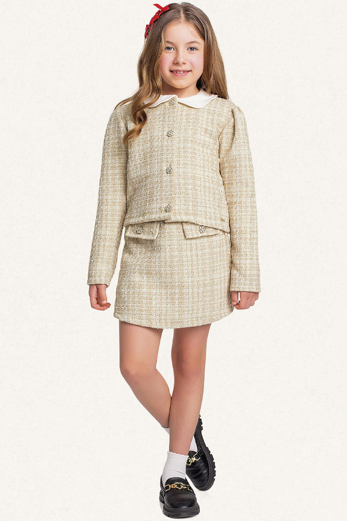 Casaco aberto com botões em Tweed