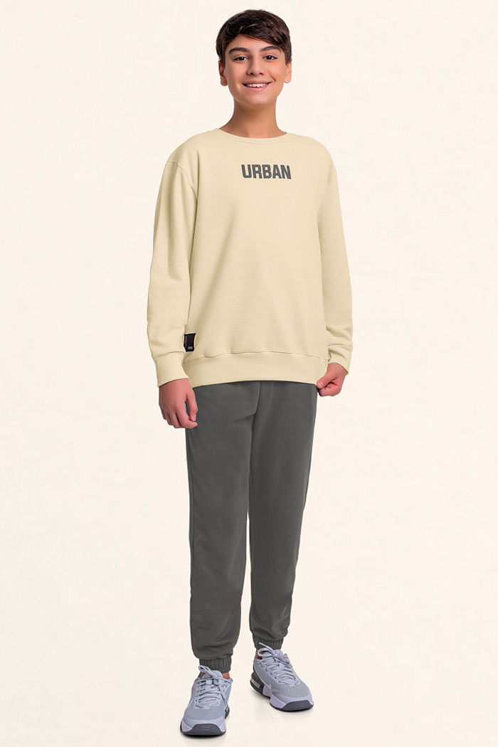 Conjunto blusão em moletom lótus e calça em moletom urban