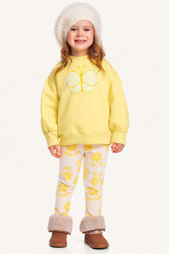 Conjunto blusão em moletom e legging em molecotton borboleta