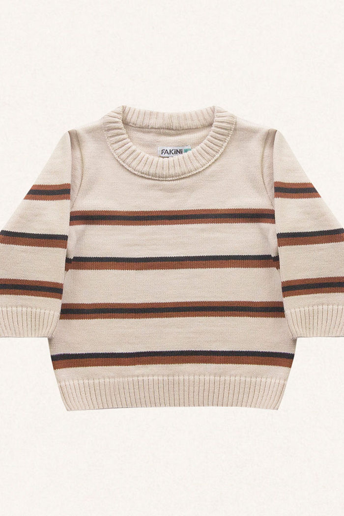 Casaco fechado listras em tricot