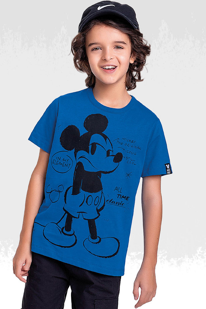 Camiseta em meia malha mickey