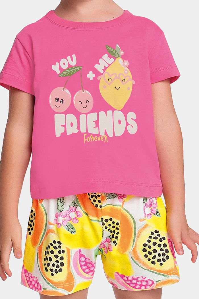 Conjunto blusa e short de frutas