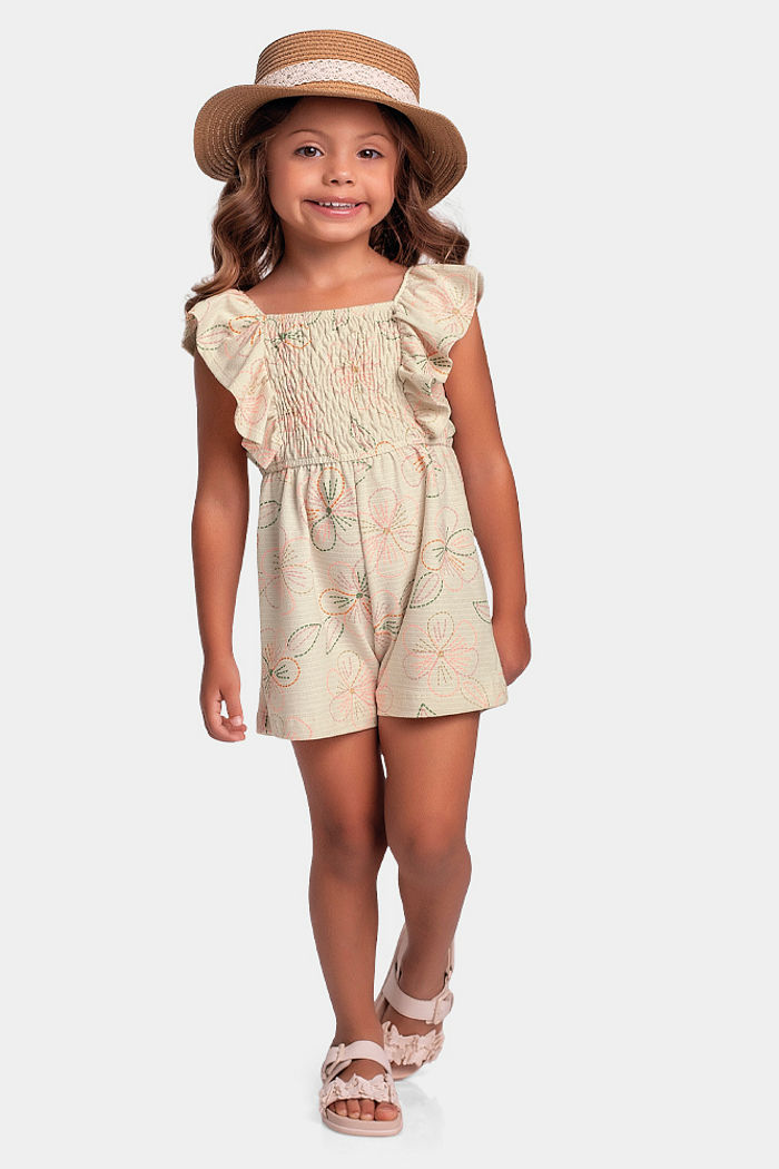 Macacão florido com lastex