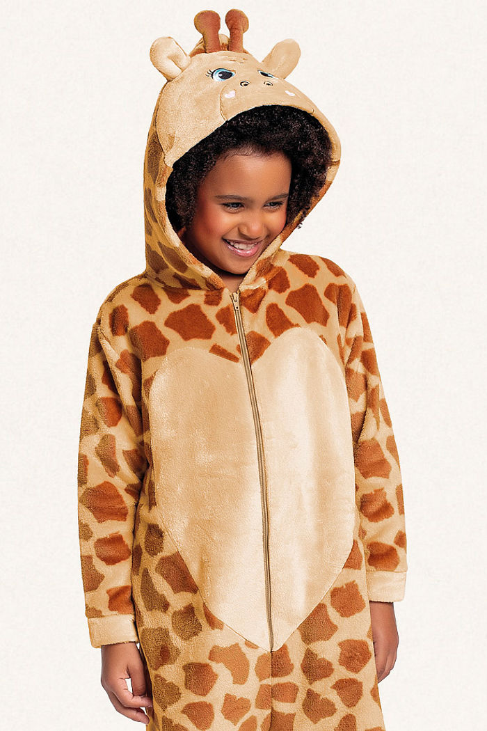 Kigurumi girafa em tecido fleece