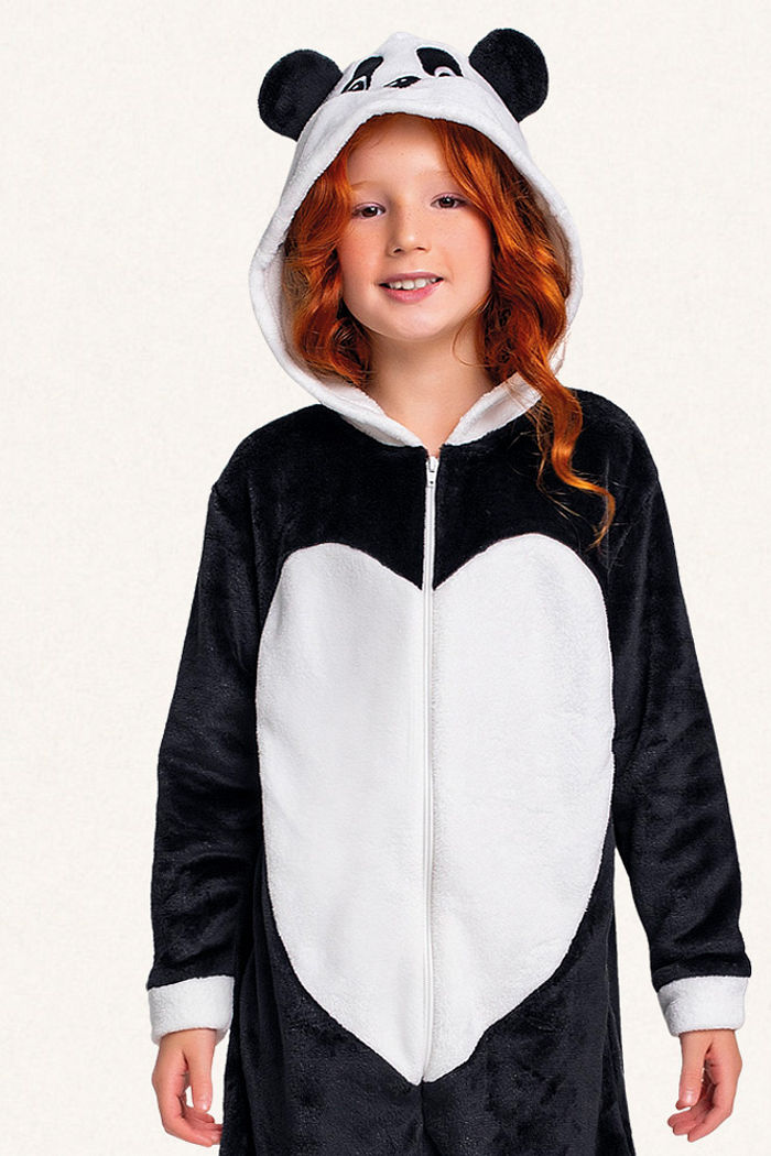 Kigurumi panda em tecido fleece