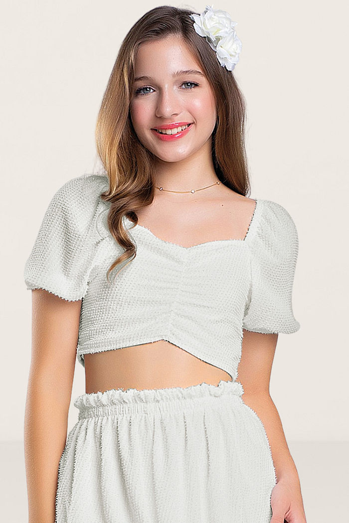 Conjunto liso blusa e short com brilho e com forro