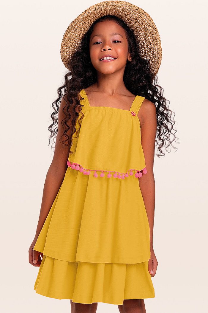 Vestido em malha florence com pompom