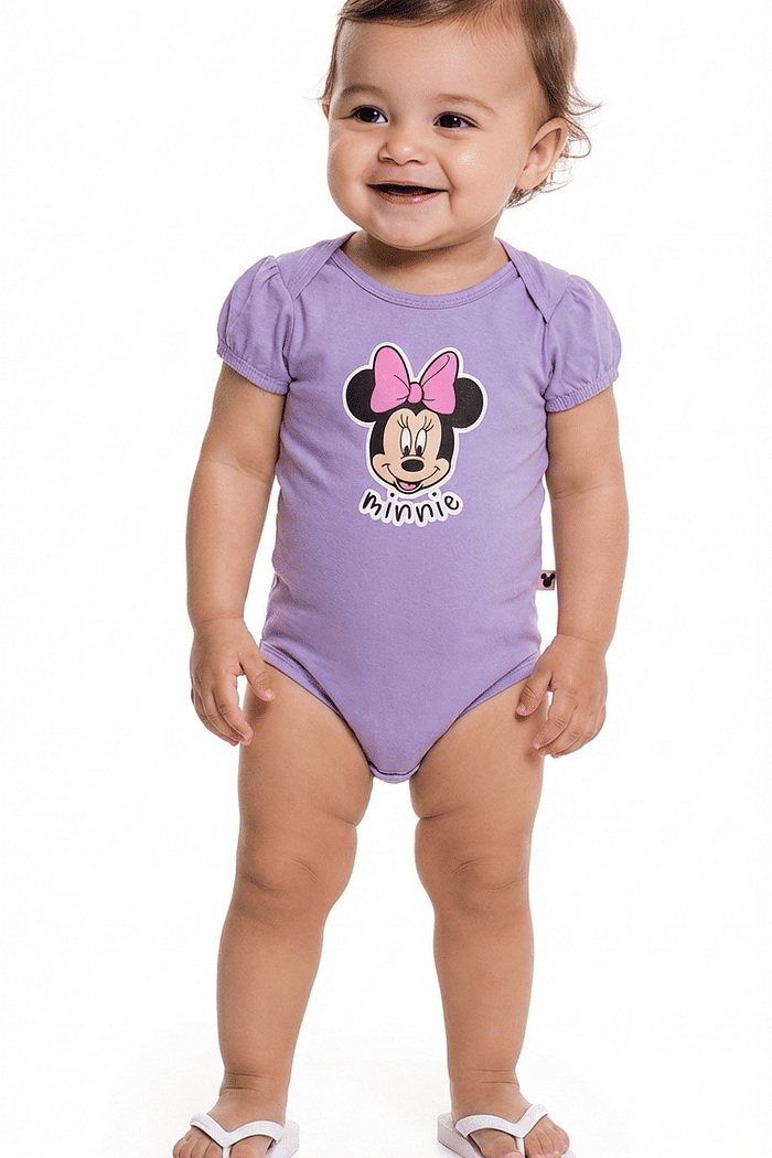 Body manga curta em meia malha molinê Minnie