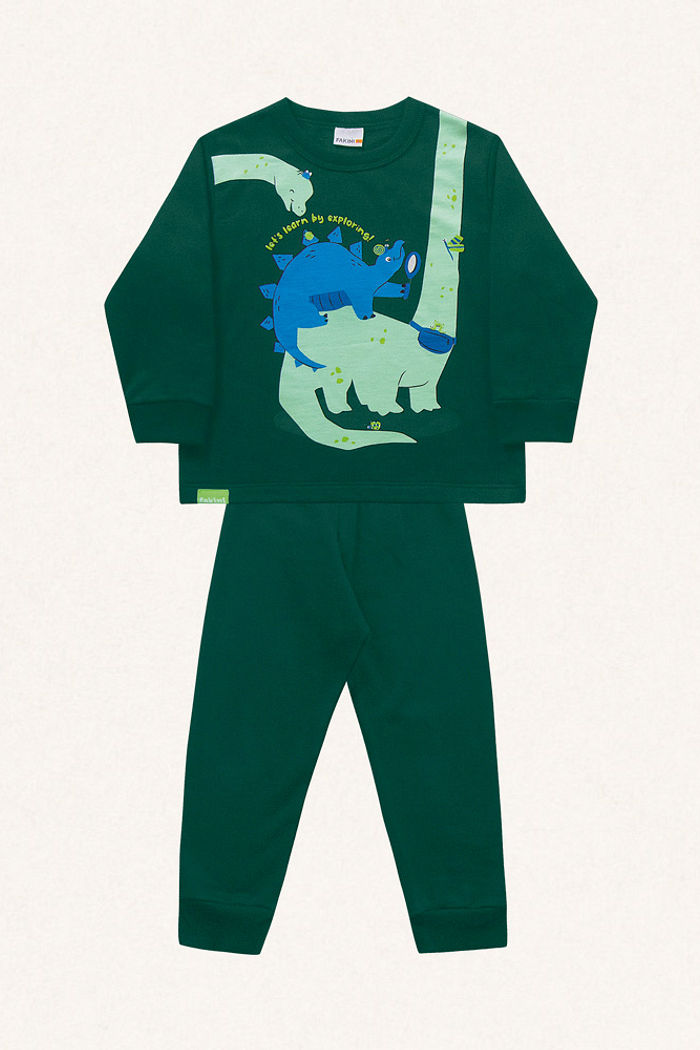 Conjunto blusão e calça em moletom dinossauros
