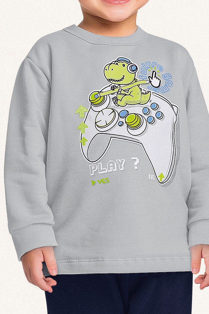 Conjunto blusão e calça em moletom play dino