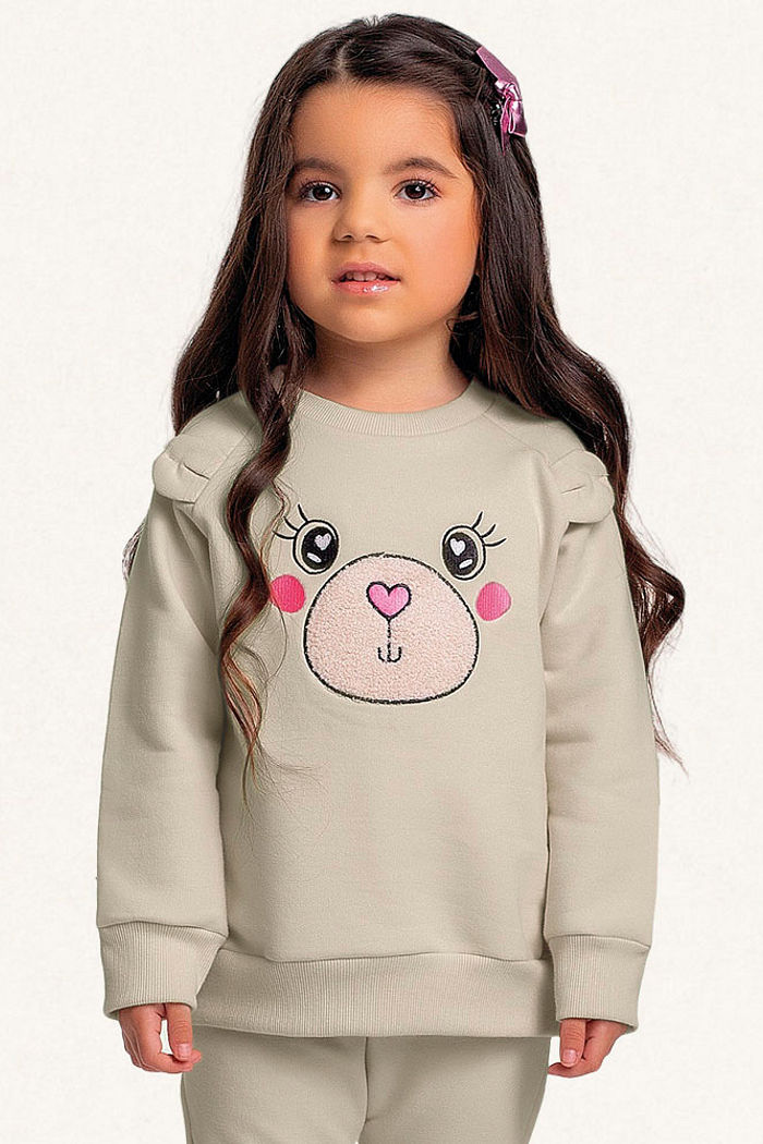 Conjunto blusão e calça em moletom ursinho