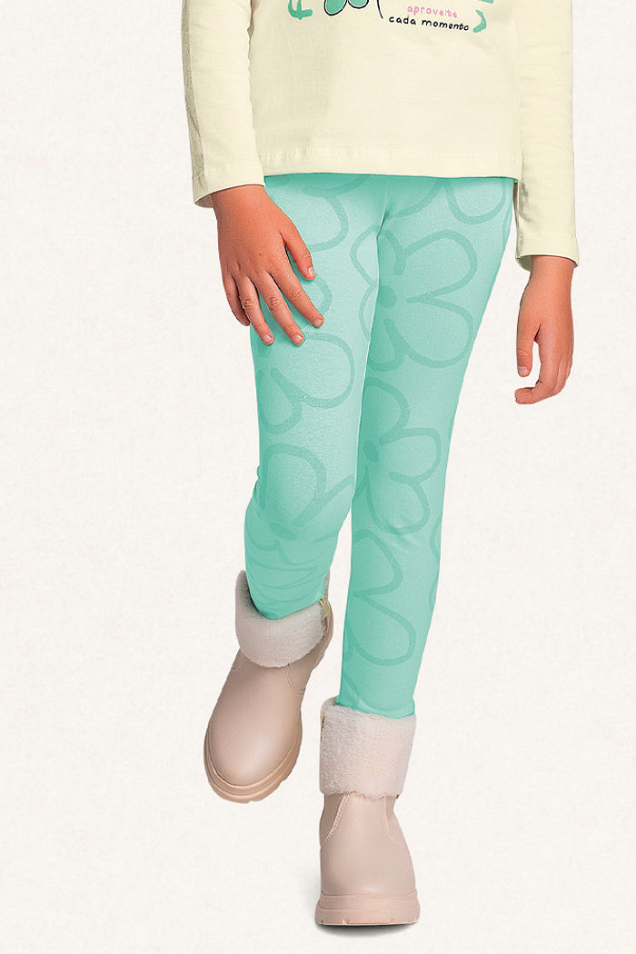 Conjunto blusa manga longa em meia malha e legging em cotton leve floresça