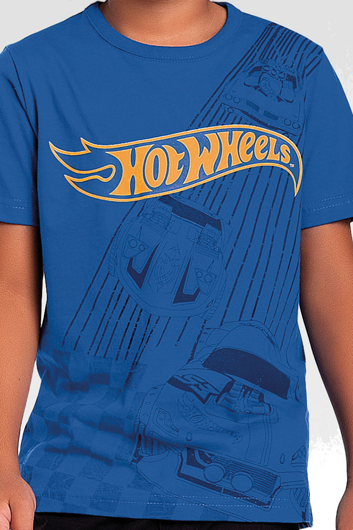 Camiseta em meia malha hotwheels