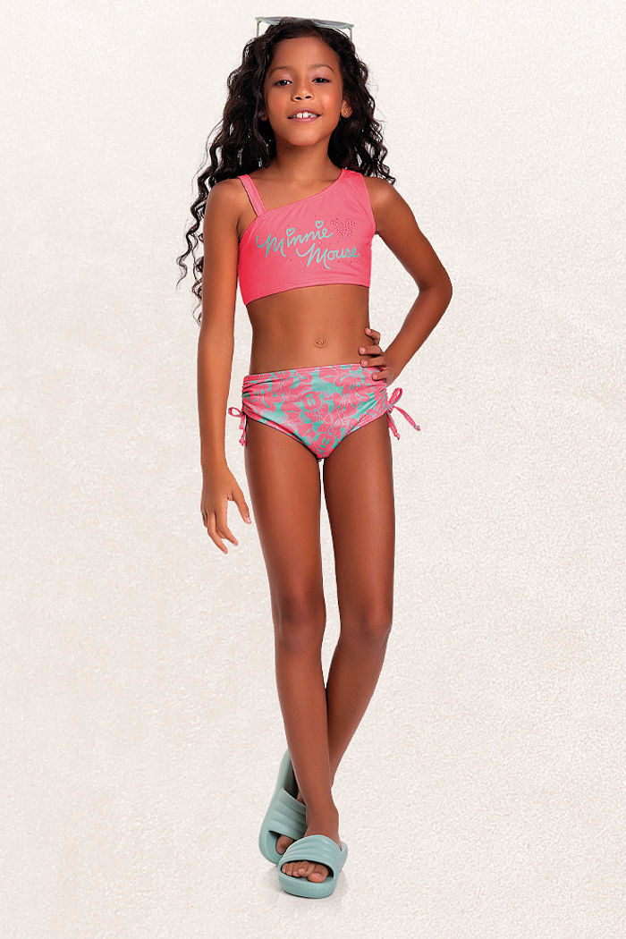 Conjunto biquíni top e calcinha minnie mouse