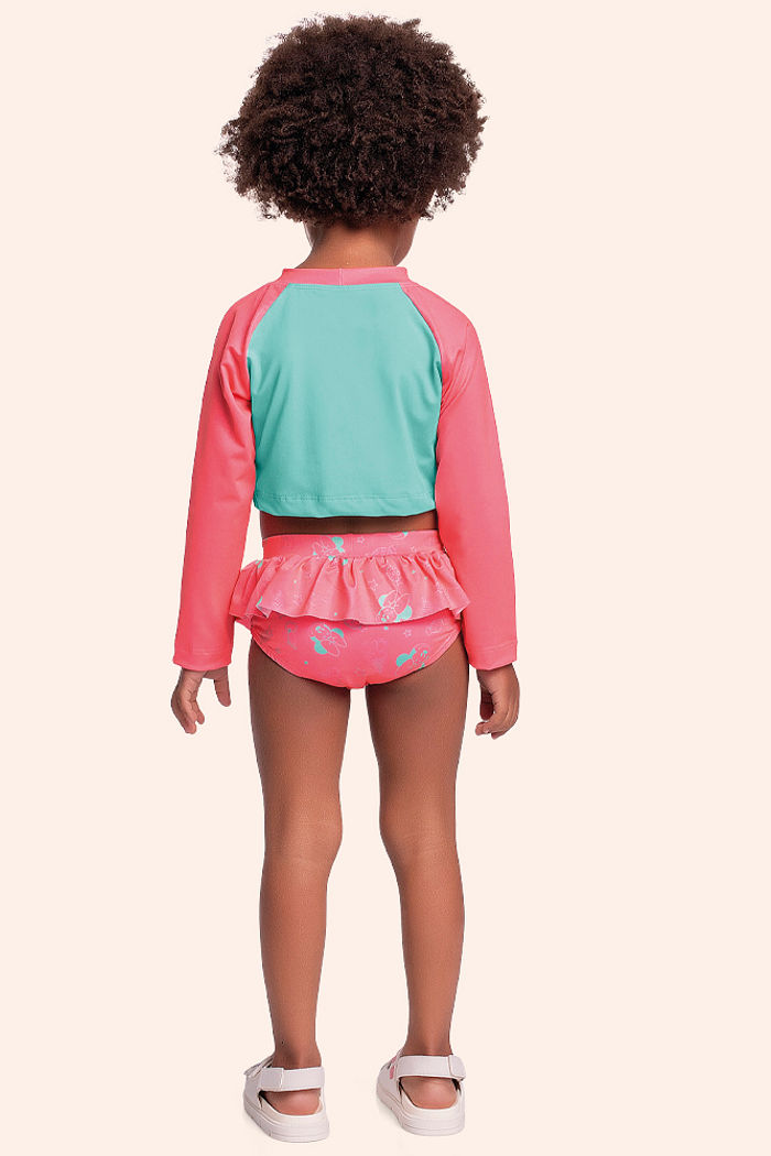 Conjunto moda praia Minnie blusa manga longa e calcinha