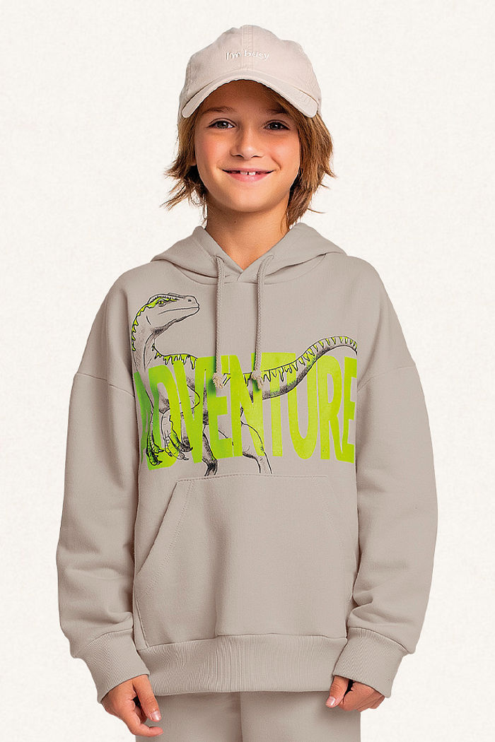 Conjunto blusão com capuz e calça em moletom adventure