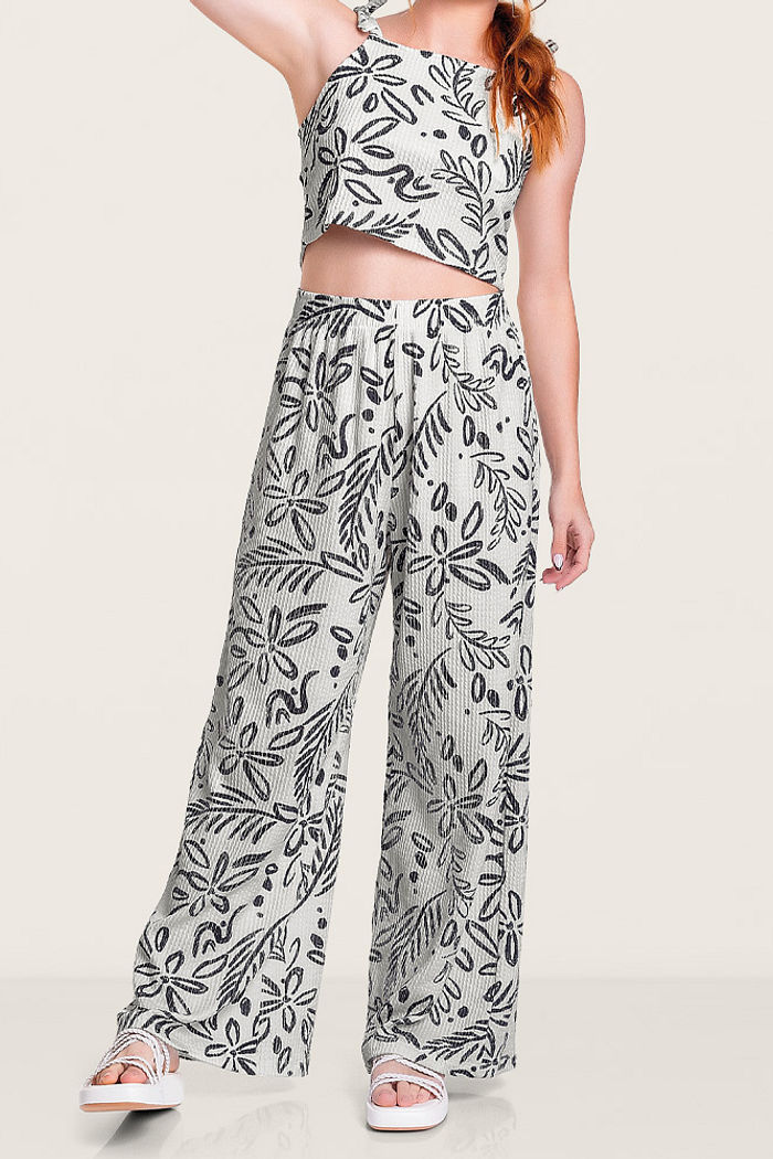 Conjunto top e calça floral candy com alças