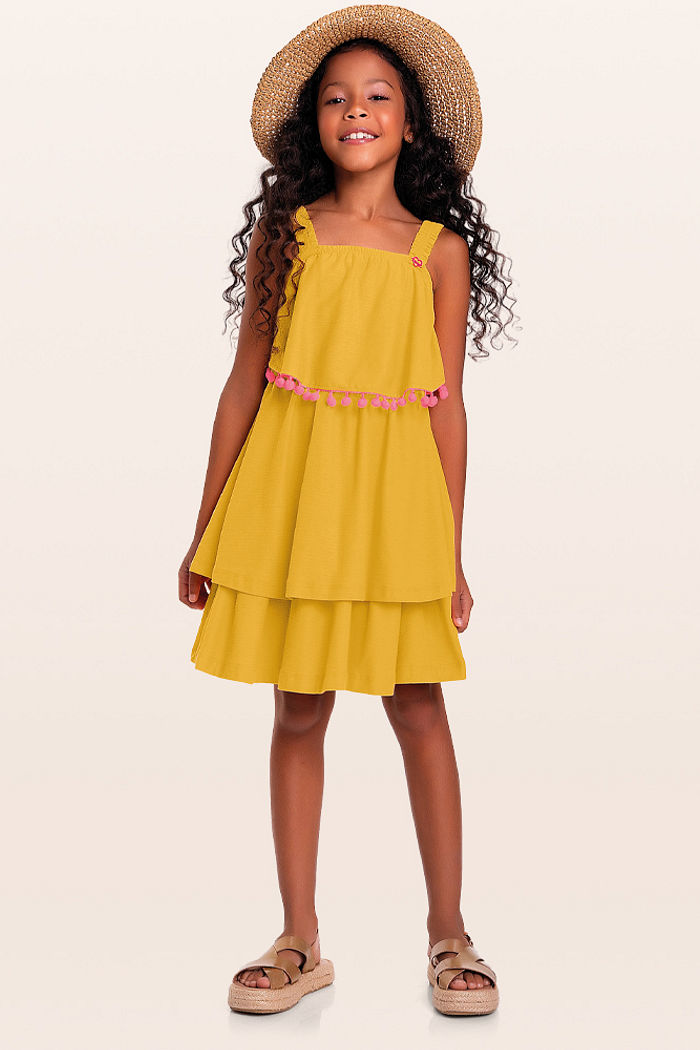 Vestido em malha florence com pompom