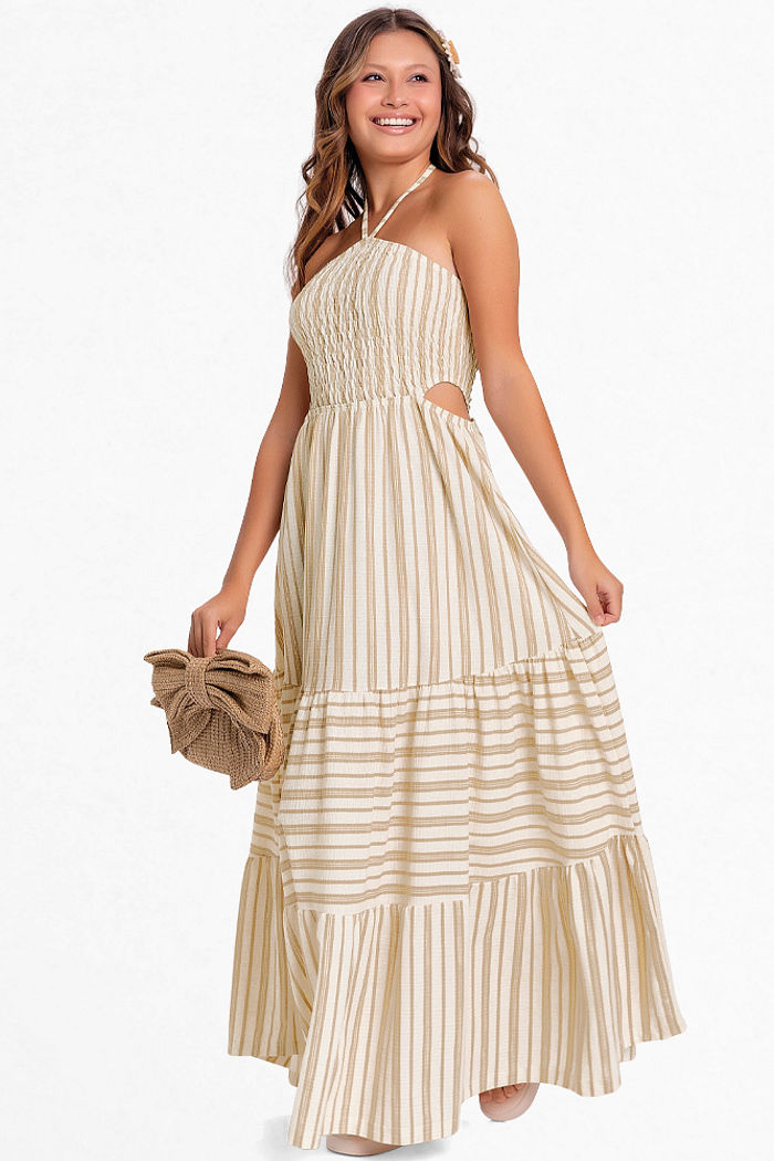 Vestido em malha florence com lastex e alça de amarração