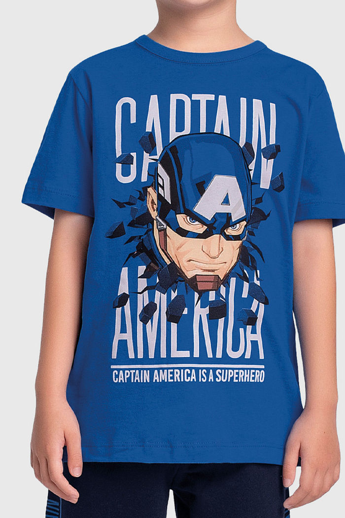 Conjunto camiseta avengers e bermuda em moletinho