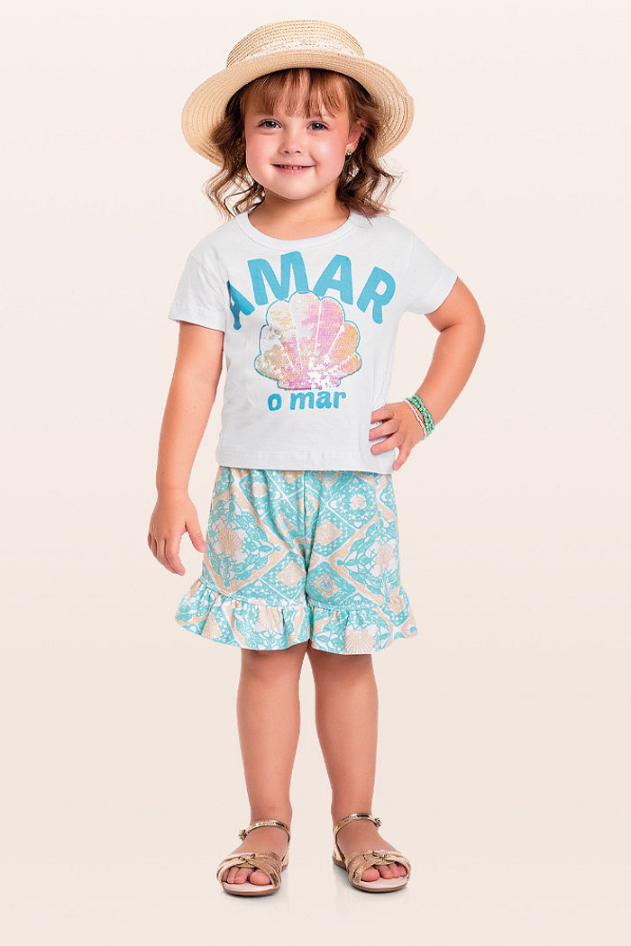 Conjunto blusa e short amar o mar